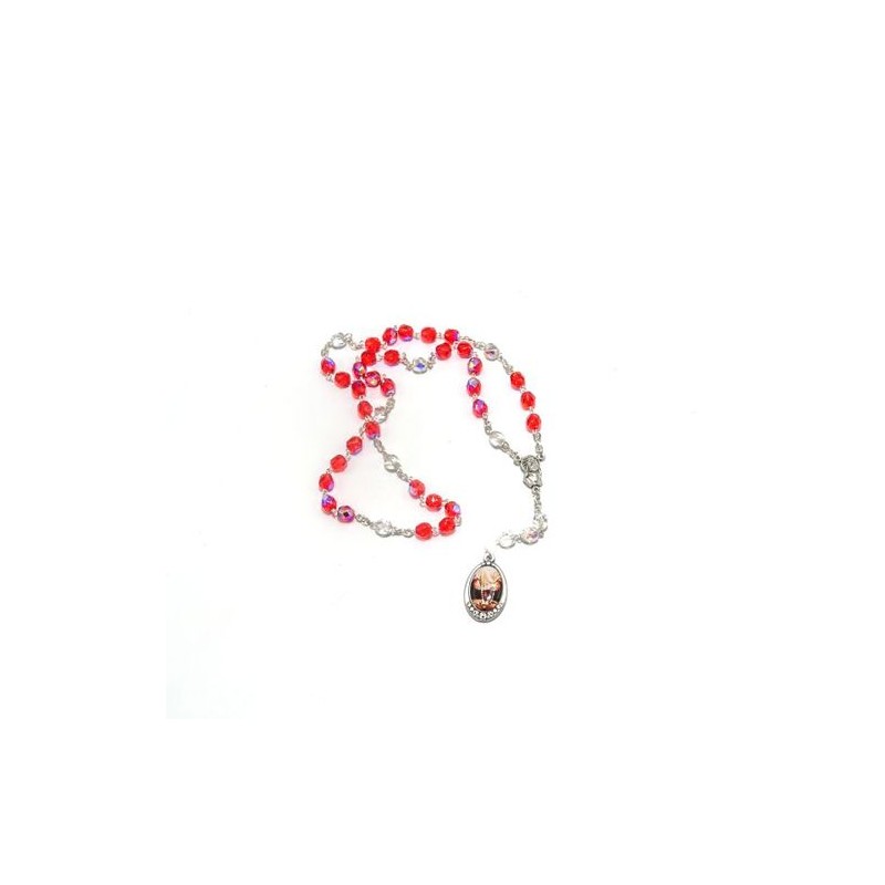 Chapelet du Précieux Sang en semi cristal rouge