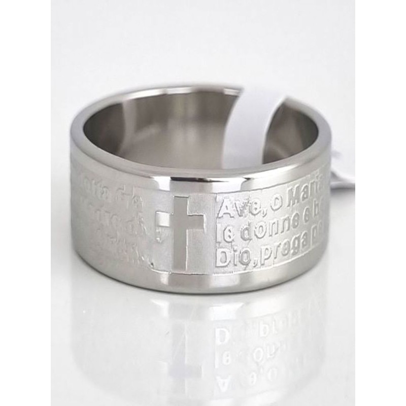 "Bague en métal avec inscription ""Ave Maria"""