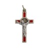 Pendentif croix de Saint Benoit en métal et émail. 4 cm