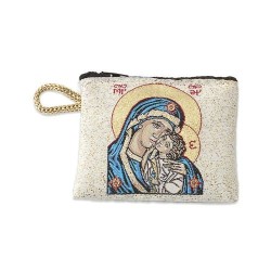 Pochette tissu fermeture éclair 7.2x6.6cm divers sujets saints