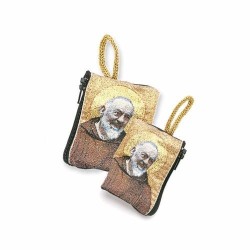 Pochette tissu fermeture éclair 7.2x6.6cm divers sujets saints