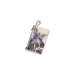 Pochette tissu fermeture éclair 7.2x6.6cm divers sujets saints