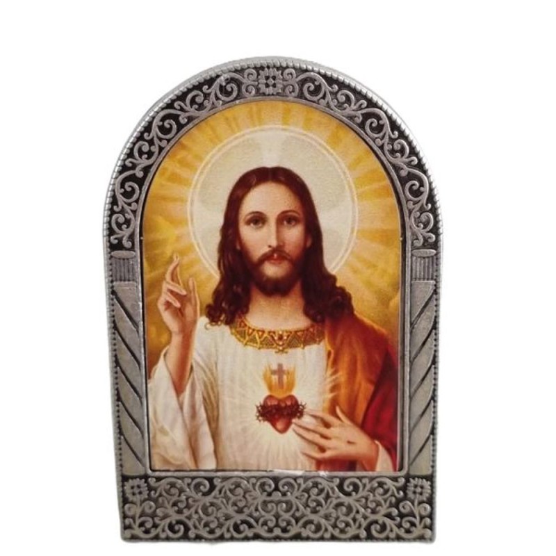 Cadre ogive métal Sacré Cœur de Jésus