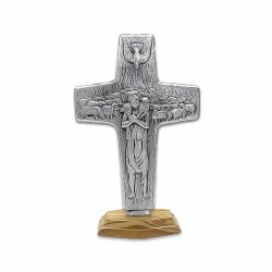 Kruis van de Goede Herder van metaal met bronzen basis. 23/14 cm
