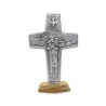 Croix du Bon Pasteur en métal avec base bronze. 23/14 cm