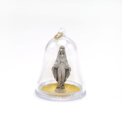 Statuette de la Vierge de Banneux dans une cloche. 5.9 cm