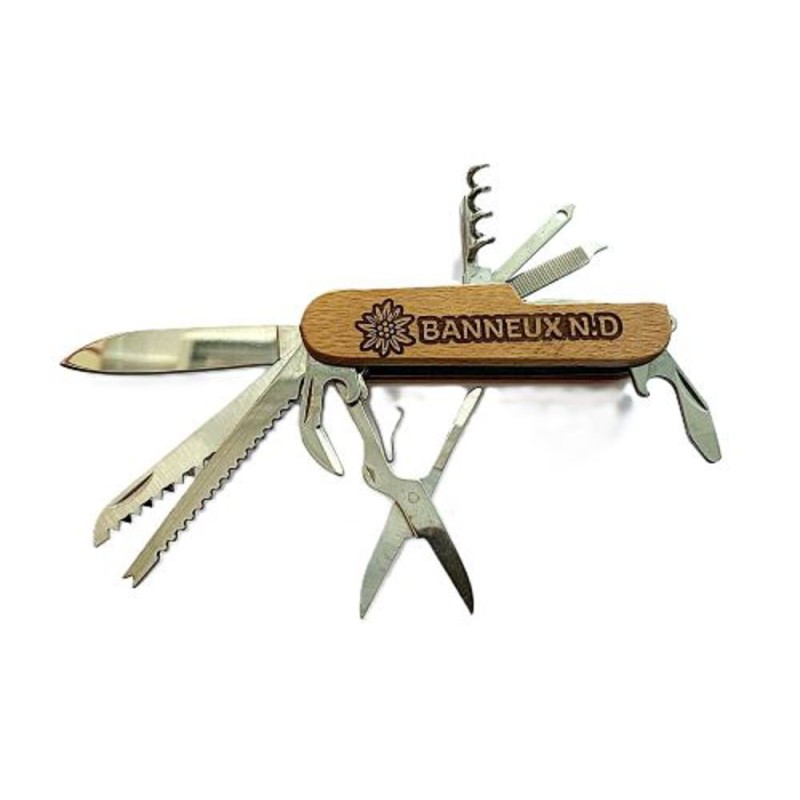 Couteau Suisse multi usage manche bois Banneux ND