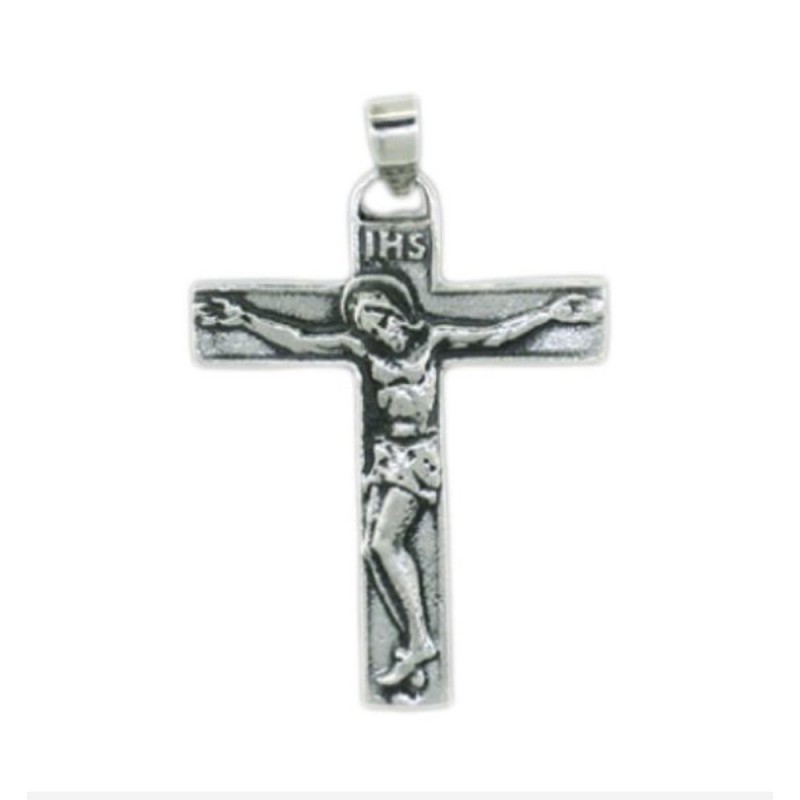 Pendentif croix avec Christ 27 mm Argent RH