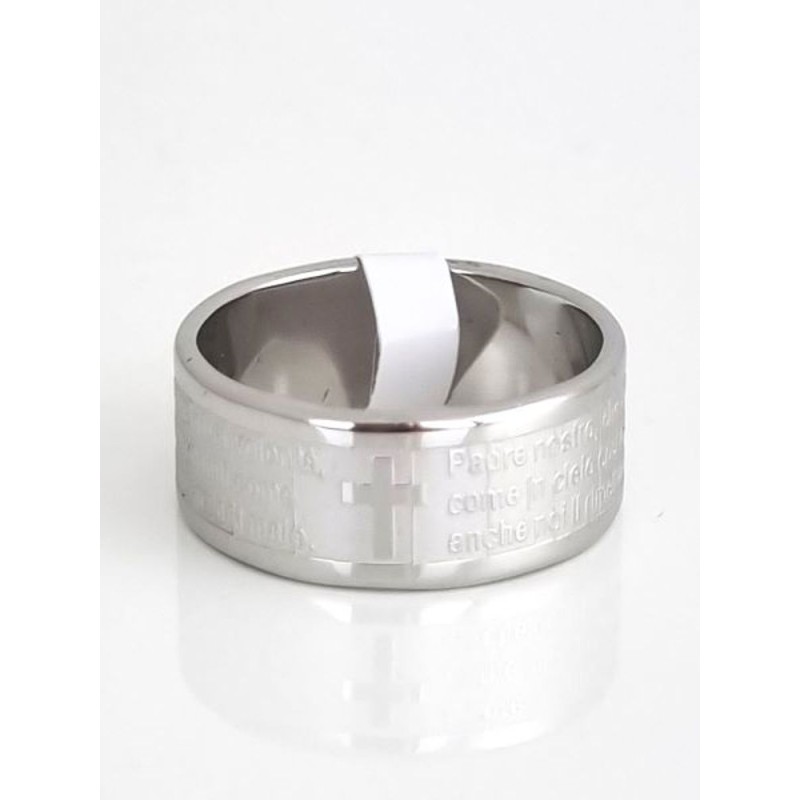 Bague en métal avec inscription "Padre Nostro"