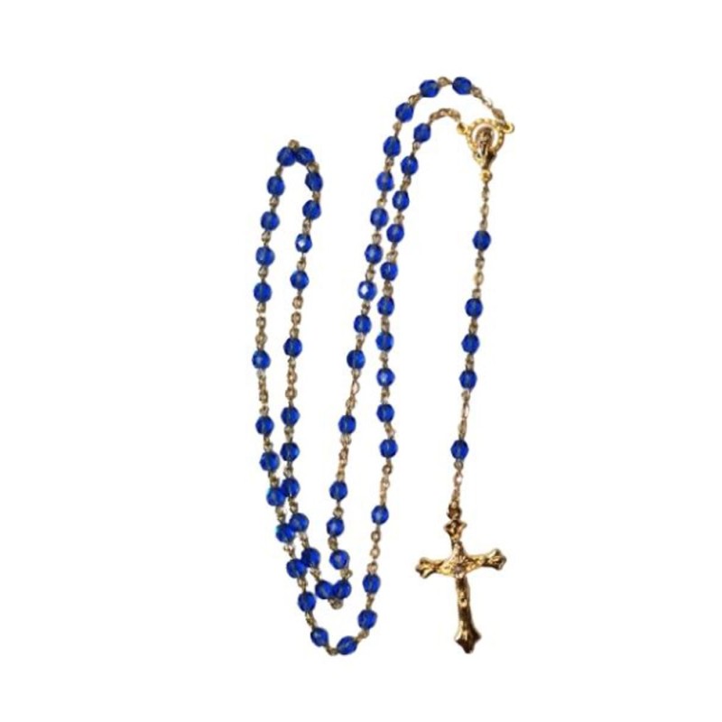 Chapelet en verre sur chaine dorée - SAPHIR