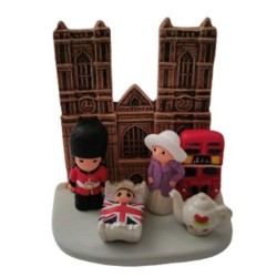 Kerststal in blokkeramiek - Londen 8X7CM