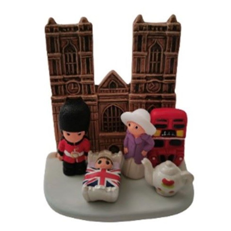 Kerststal in blokkeramiek - Londen 8X7CM