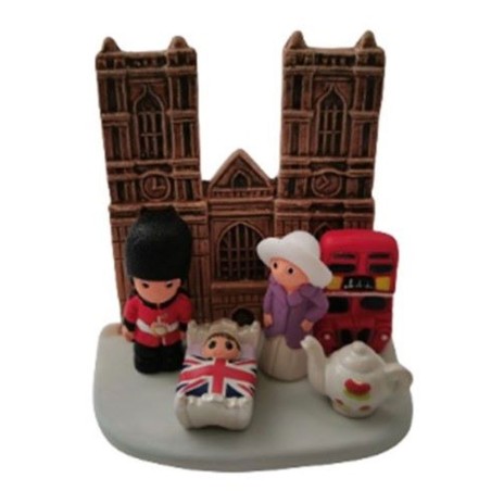 Kerststal in blokkeramiek - Londen 8X7CM