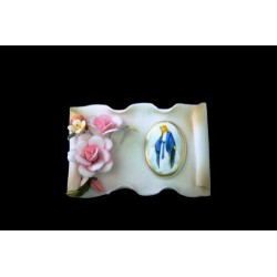 Cadre avec rose et image Sainte. 9/5.5 cm