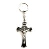 Porte-clés métal argenté Croix St. Benoit 7x4cm