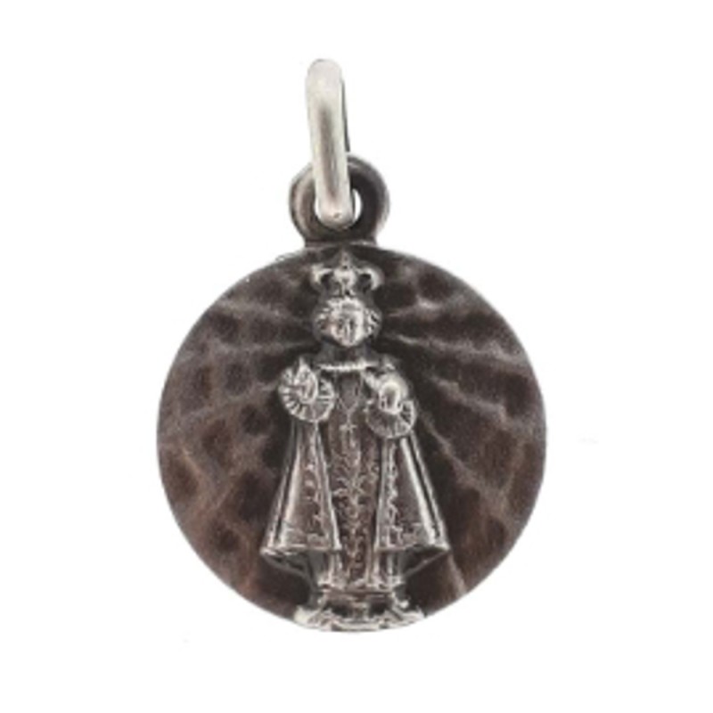 Médaille Enfant Jésus de Prague en argent. 17 mm