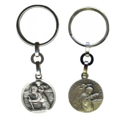 Porte clés métal argenté 26mm RITA/CHRISTOPHE