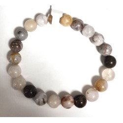 Bracelet boule 8mm Agate plume B