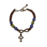 Cross touw armband + hart blauwe kralen