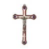 Crucifix métal émaillé rouge 13cm avec corp argenté