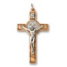 Kruis St. Benoit 7.5cm Olijfhout met zilver metalen lichaam