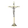 Crucifix métal doré 12.5x10cm sur base