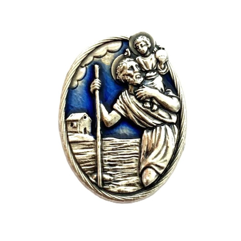Magnet métal 33mm emaillé St. Christophe