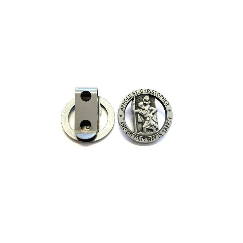 Médaillon St. Christophe à clipser D: 3.5cm métal Zinc