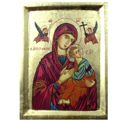 Icône dorée 21x27cm peint main Perpétuel secours rouge (ADB)