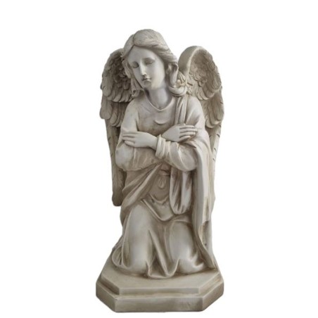 Statue fibre de verre Ange priant à genoux 50cm