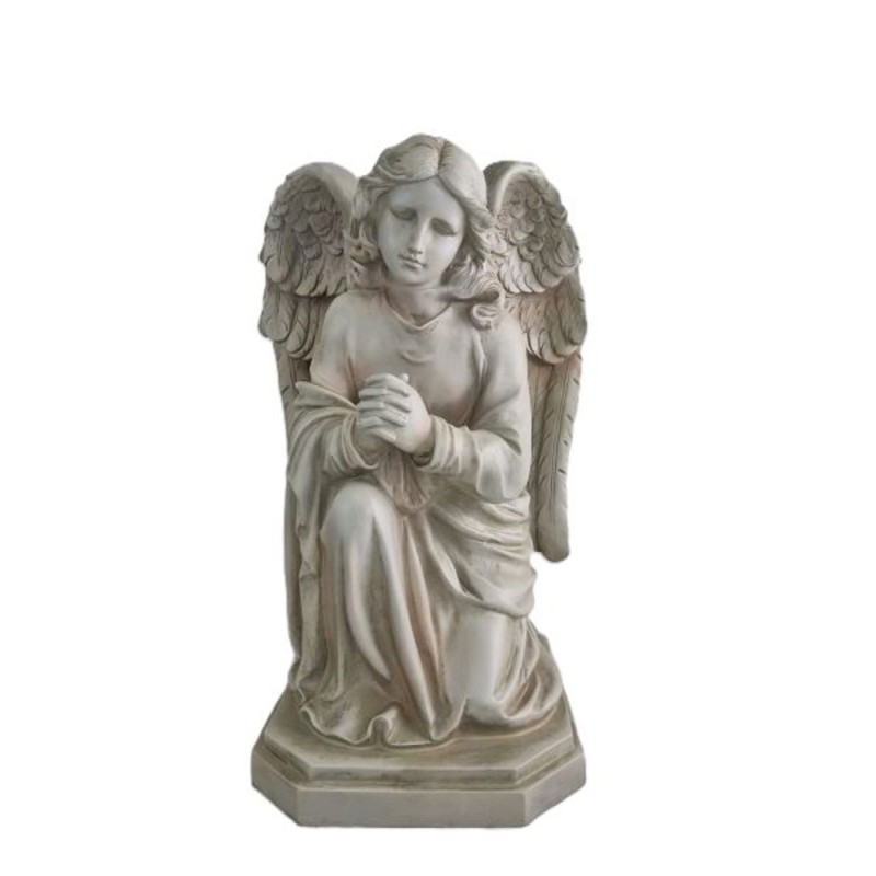 Statue fibre de verre Ange priant à genoux 50cm