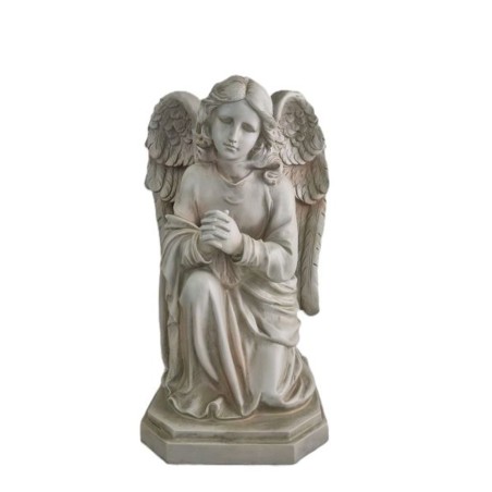 Statue fibre de verre Ange priant à genoux 50cm