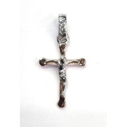 Pendentif Croix arg S925 Plaqué Or Rose avec Christ moderne argent