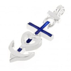 Pendentif croix Foi Espérance Charité (GHL) argent S925+email