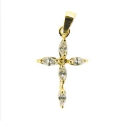 Pendentif croix 17x9mm PL.Or + Oxyde de Zirconium