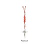 Chapelet Saint Benoit perle bois ovale rouge sur double chainage