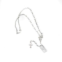 Chapelet collier en argent et cristal blanc