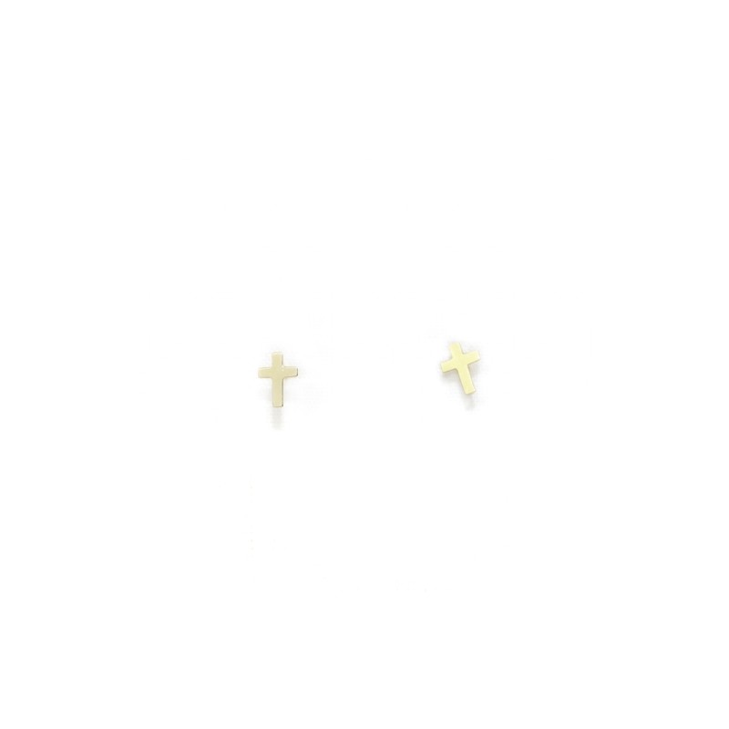 Boucles d'oreilles croix en or 14 carats. 5 mm