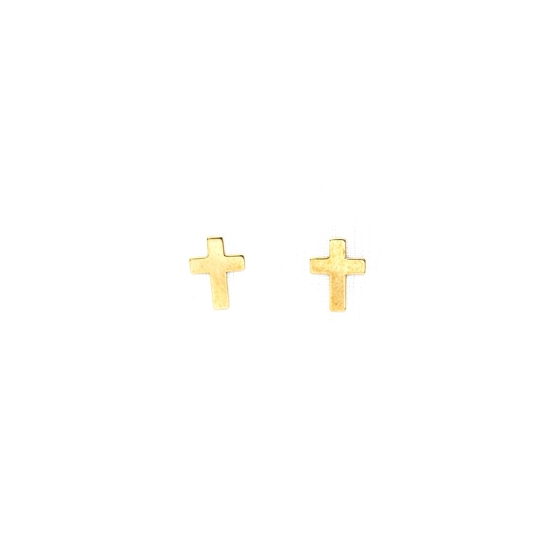 Boucles d'oreilles croix en or 18 carats. 10 mm. 1.1 gr