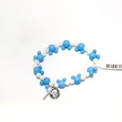 Bracelet enfant avec des perles en forme de Mickey. rose ou bleu
