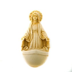 Bénitier de la Vierge Miraculeuse avec couronne d'étoiles. 16 cm