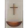 Bénitier en verre avec croix en bois