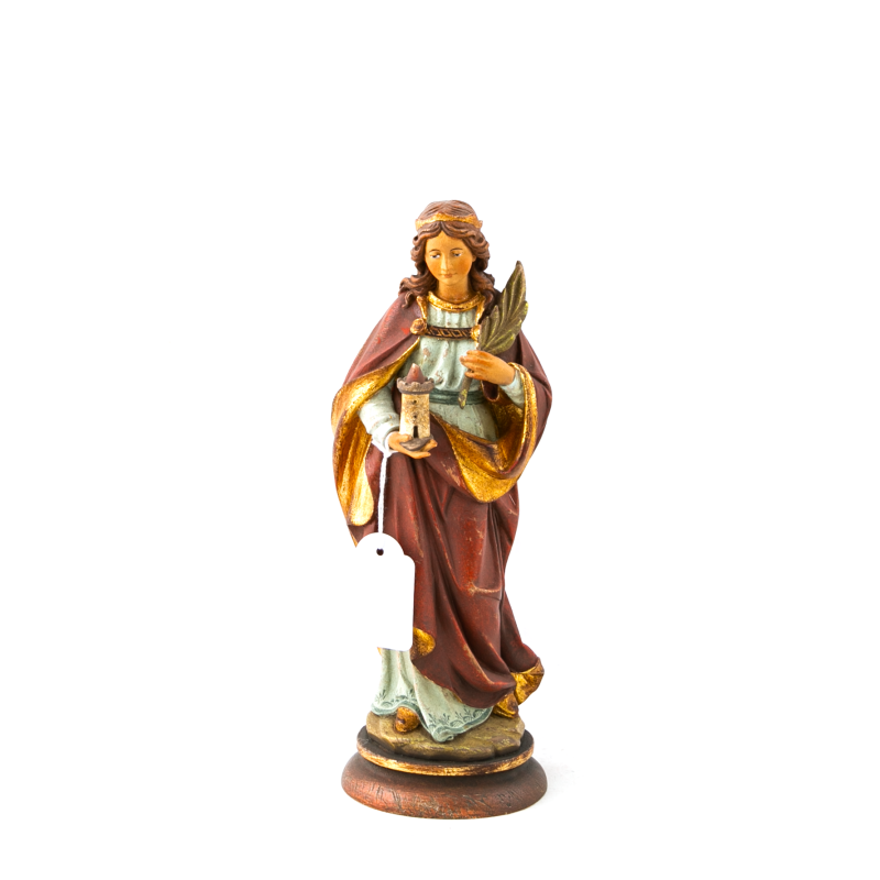 Statue de Sainte Barbara en bois. 22 cm