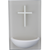 Bénitier blanc en verre avec croix en bois