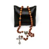 Chapelet de Lourdes en bois brun sur chaine