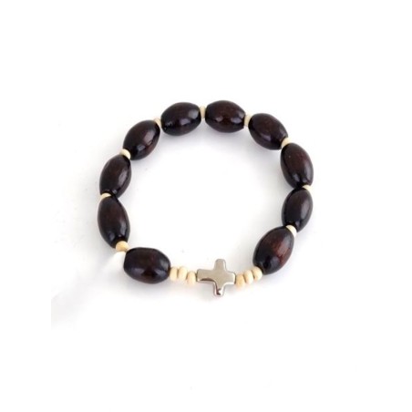 Elastische armband ovale parel 6mm + tau
