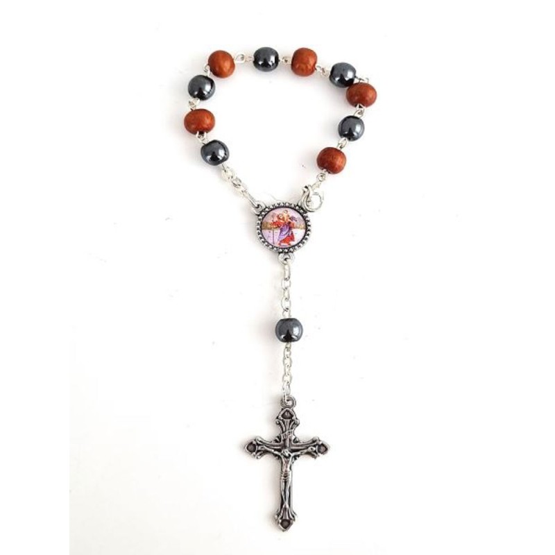 Dizainier perles bois et hématite 6mm