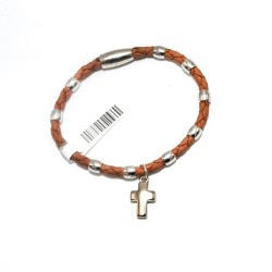 Bracelet tressé avec petite croix et fermeture magnétique