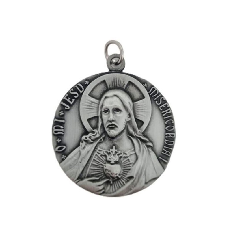 Médaille métal argenté 39mm S.C. JESUS/S.C. MARIE