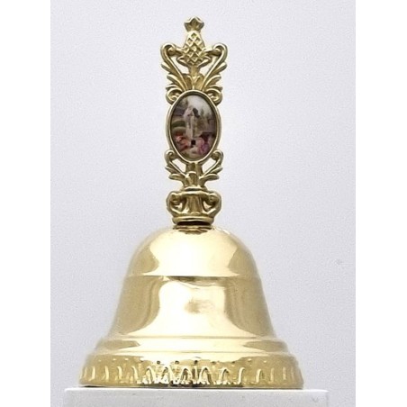 Gouden metalen bel met medaille van onze Lieve Vrouw van Banner